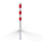 Barrier posts | Steel tube  76 x 2,6 mm | stationary, for casting in concrete | hot-dip galvonized / white coated | hot-dip galvanized and white coated withthree red reflecting stripes | with 1 eyelet